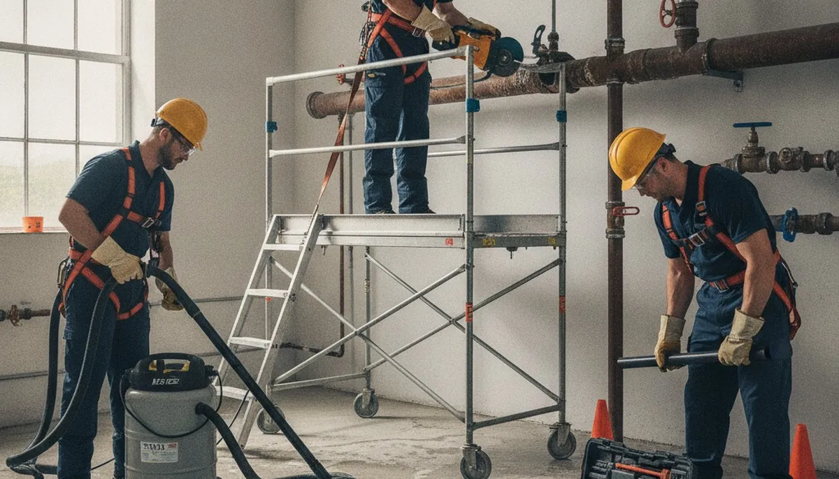 Emergency plumbers repairing a leak in Greenville, NC for urgent home plumbing service