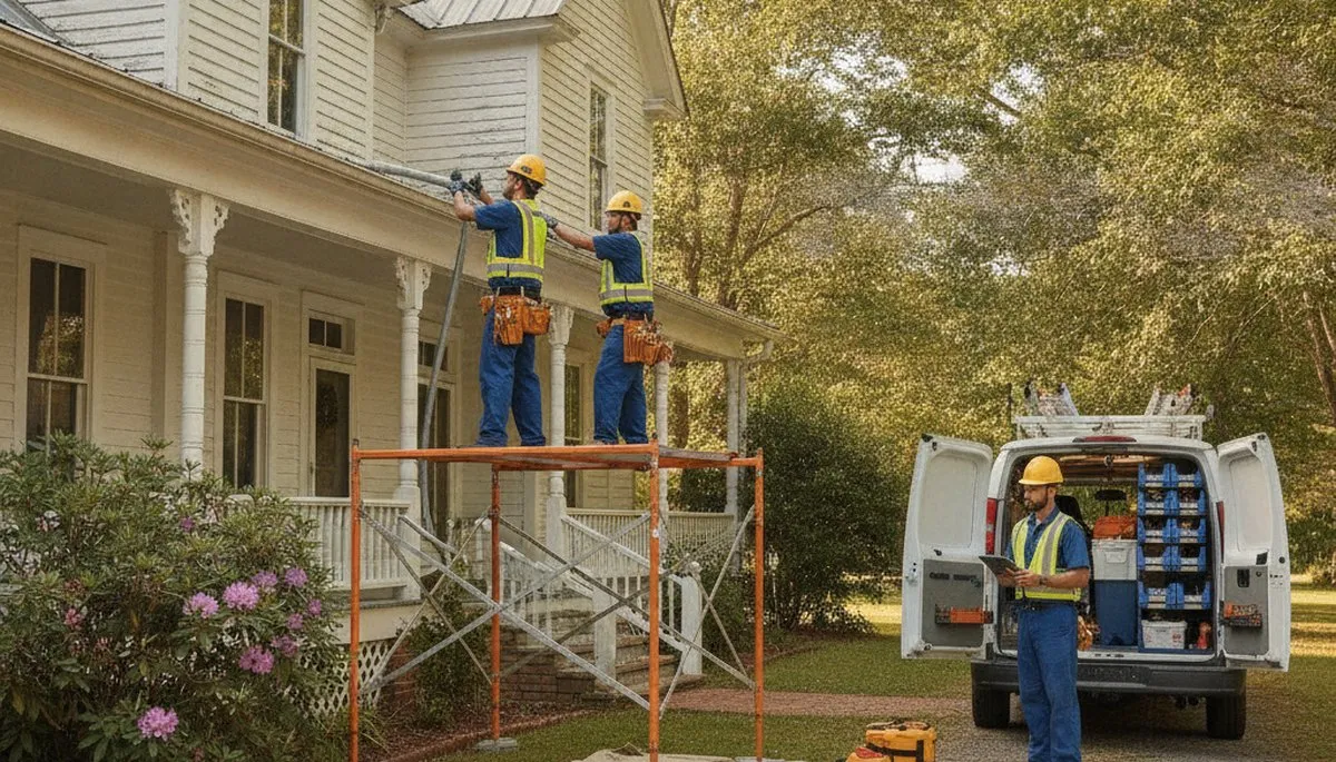 Plumber servicing Greenville, NC home plumbing repair with professional tools
