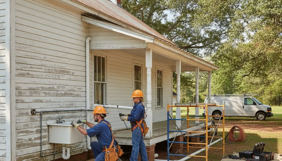 Plumber repairing a leak in Greenville, NC for a trusted plumbing service