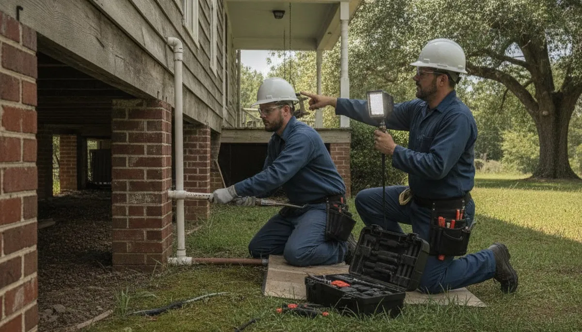 Plumber repairing a leak in Greenville, NC for residential plumbing service