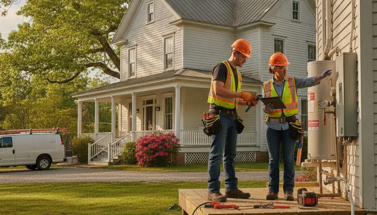 Plumber repairing a pipe in Greenville, NC for fast plumbing repair service