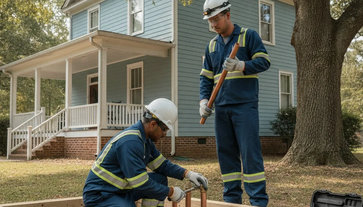 Greenville, NC plumber repairing a sink for a local plumbing service call