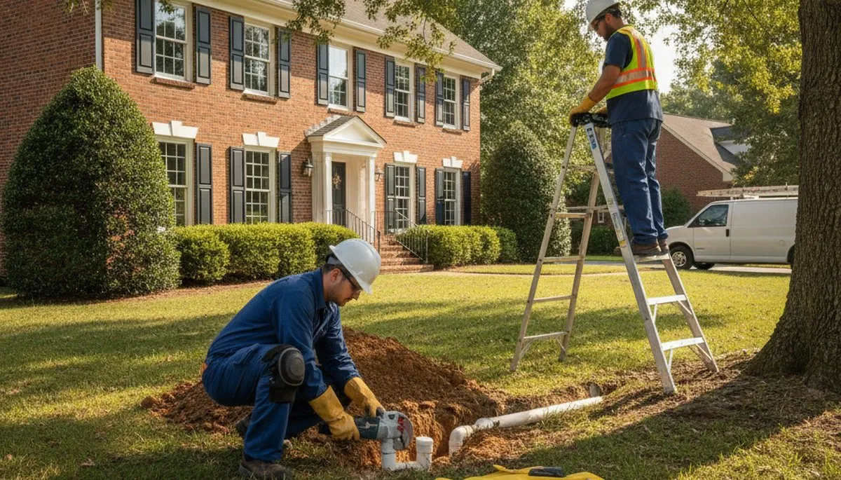 Plumber repairing plumbing in Greenville, NC for local residential service clients