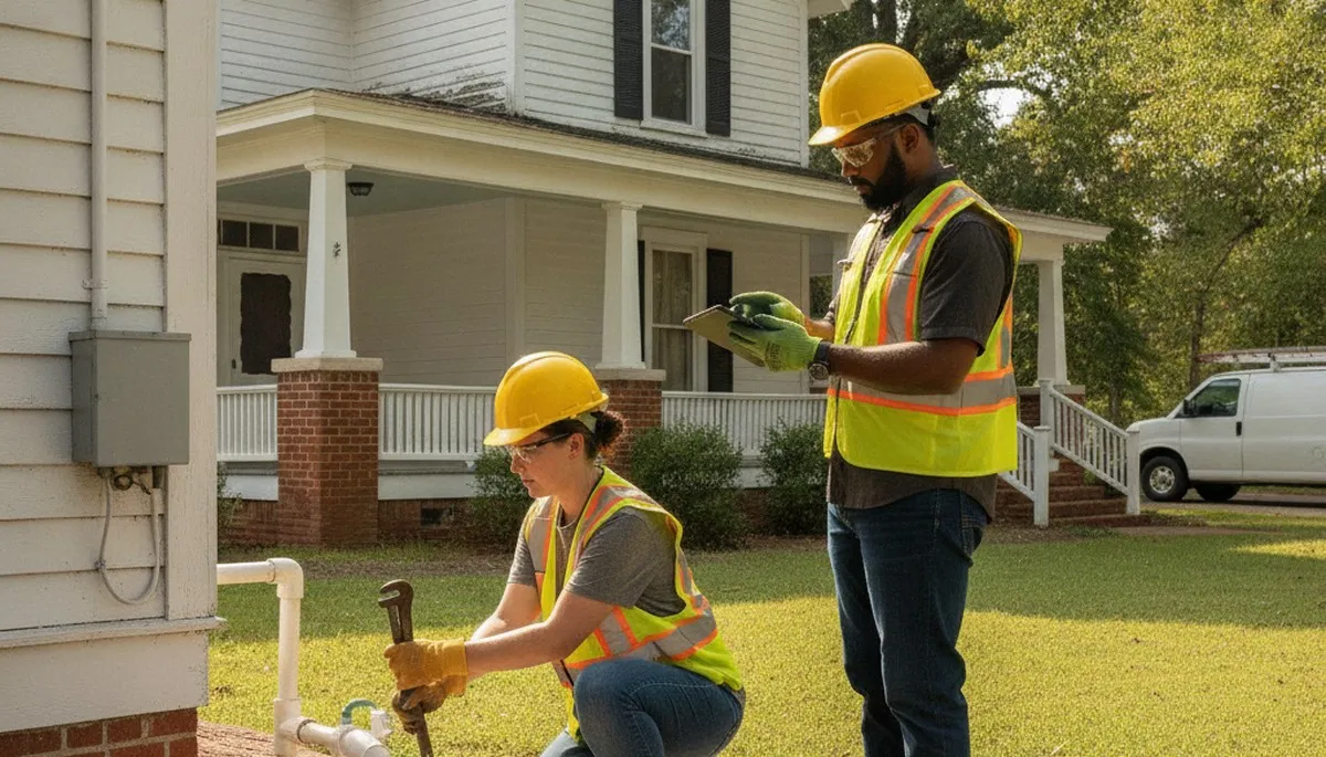 Greenville, NC plumber repairing a residential pipe for plumbing repair service