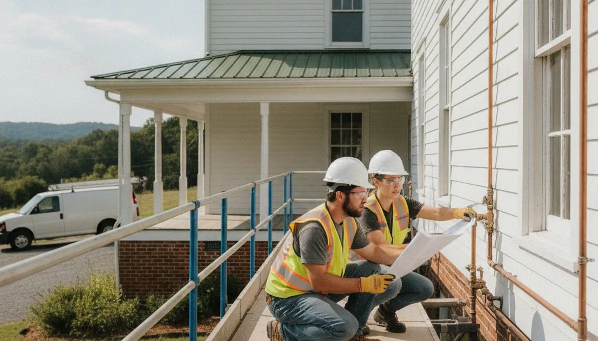 Plumber repairing a leak in Greenville, NC for plumbing repair service