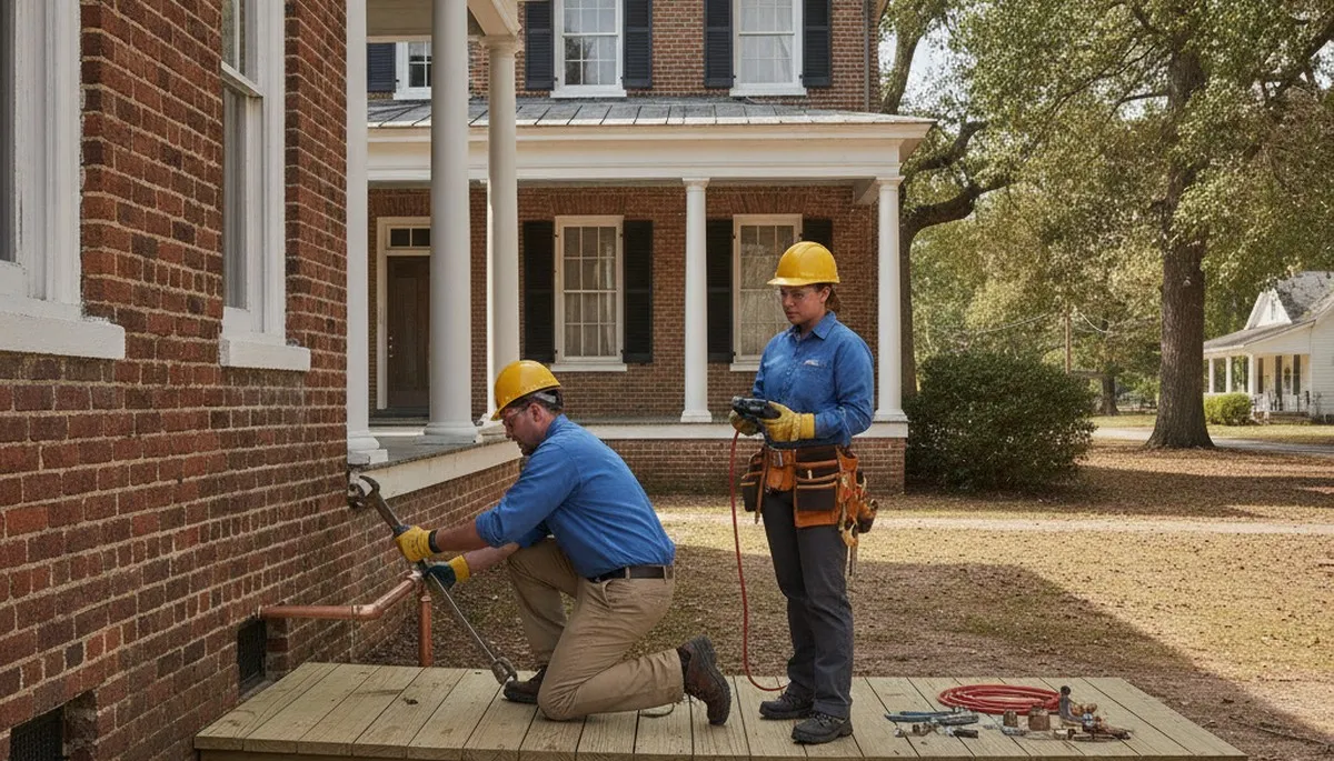 Greenville NC plumber repairing a water leak for residential plumbing service