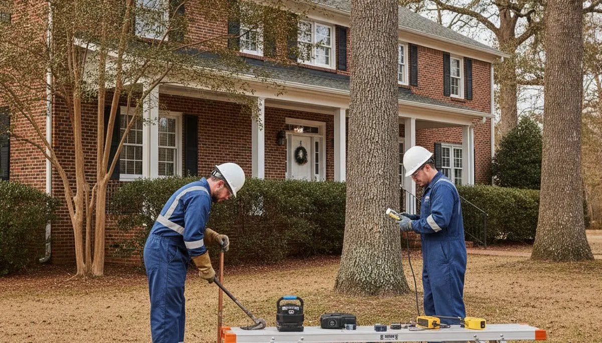 Plumber repairing a leak in Greenville, NC, for residential plumbing service