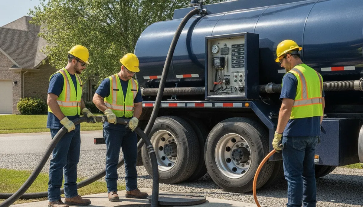 Septic pumping service truck for Greenville, NC homes by On Call Plumbers