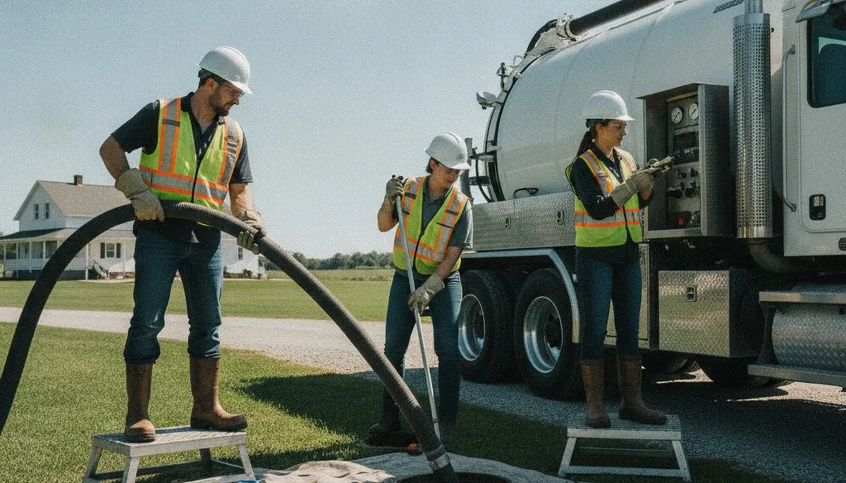 Septic pumping service truck for Greenville, NC homes by On Call Plumbers