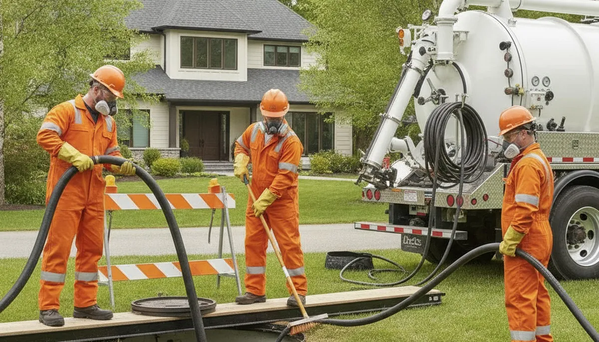 Septic tank cleaning service in Greenville, NC for a residential plumbing repair project