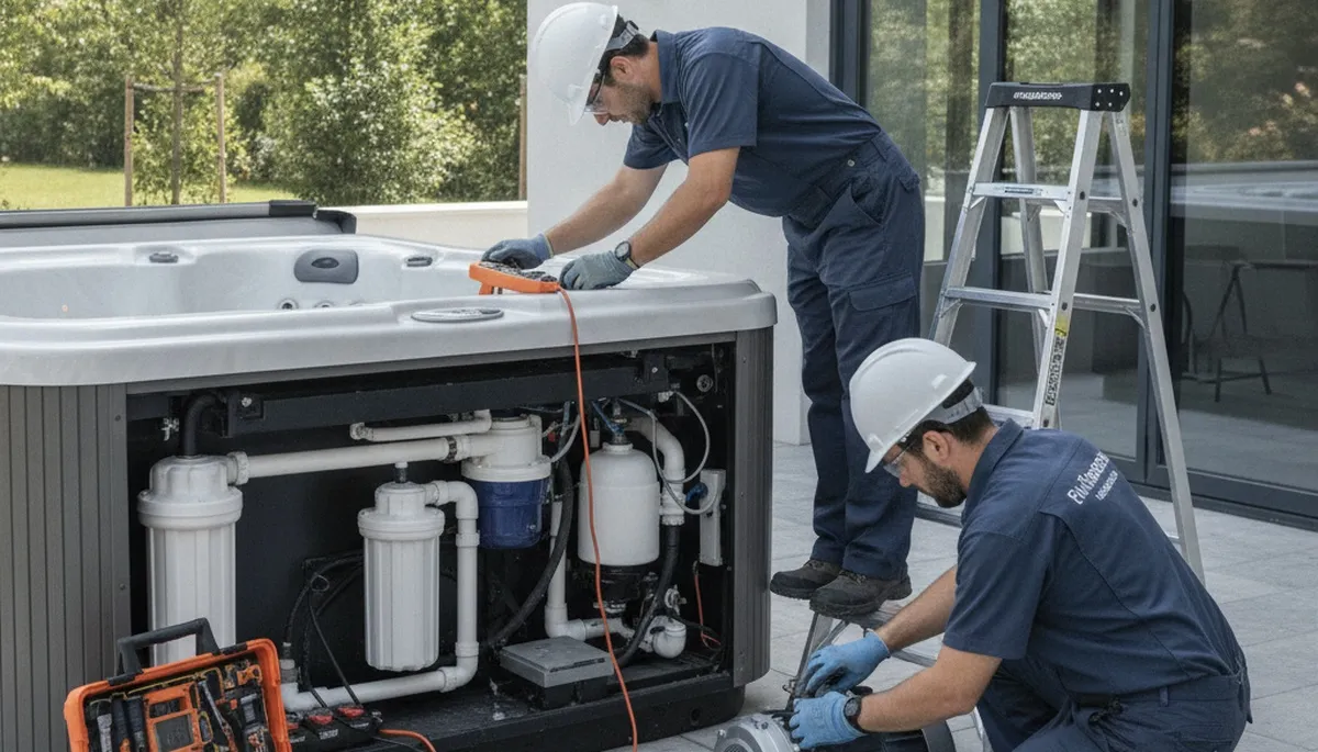 Greenville, NC plumber repairing a spa for reliable home service