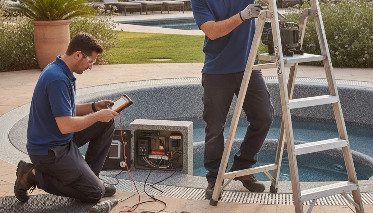 Greenville, NC plumber repairing a spa for reliable residential service