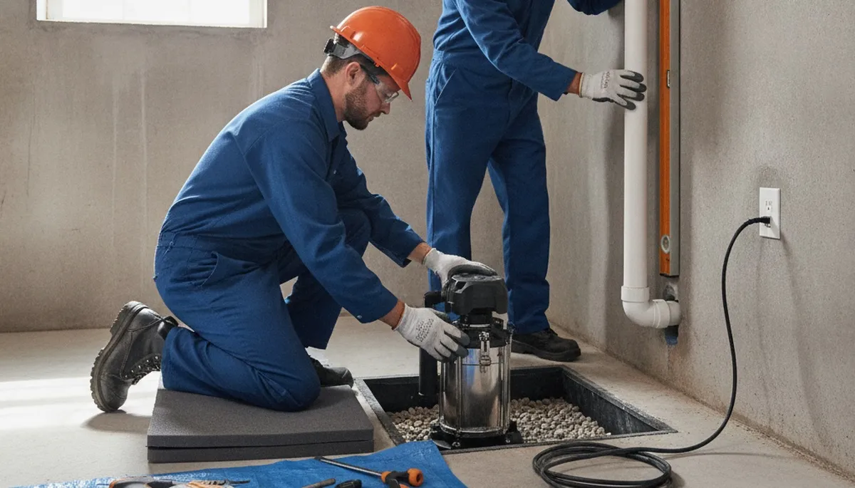 Sump pump installation in Greenville, NC by On Call Plumbers for basement flood protection